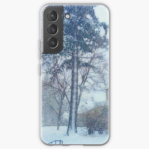 Snowfall with Evergreen and a Little Brick House painting Samsung Galaxy Soft Case RB0301 product Offical jinjer Merch