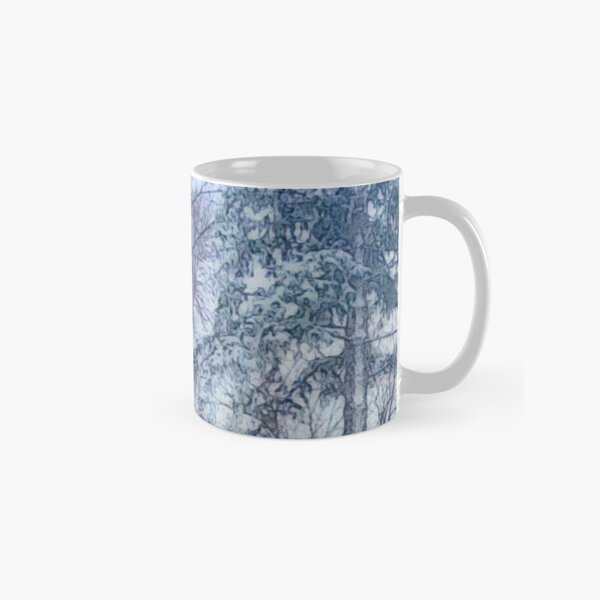 Snowfall with Evergreen and a Little Brick House painting Classic Mug RB0301 product Offical jinjer Merch