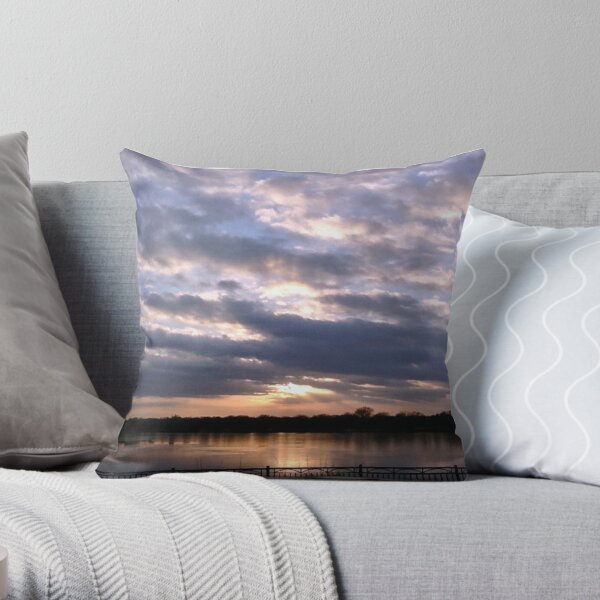 Sunset Piercing Clouds Over Lake Hiawatha  Throw Pillow RB0301 product Offical jinjer Merch