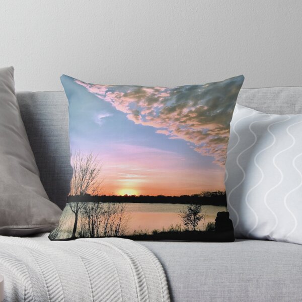 Clearing Cloud Front at Sunset Over Lake Throw Pillow RB0301 product Offical jinjer Merch