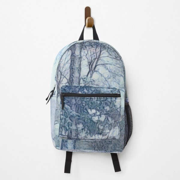 Snowfall with Evergreen and a Little Brick House painting Backpack RB0301 product Offical jinjer Merch