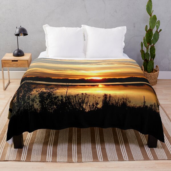 Serene Sunset over Lake Hiawatha  Throw Blanket RB0301 product Offical jinjer Merch