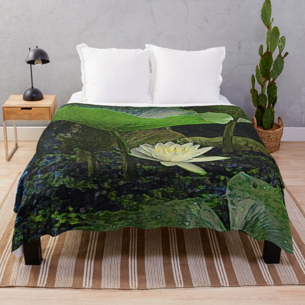 Water Lily Sheltered by its Own Leaves Throw Blanket RB0301 product Offical jinjer Merch