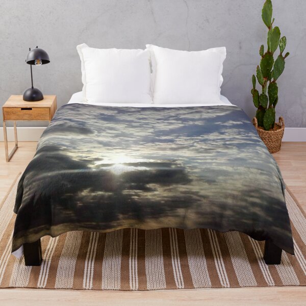Setting Sun Illuminating Clouds Over Lake Hiawatha  Throw Blanket RB0301 product Offical jinjer Merch