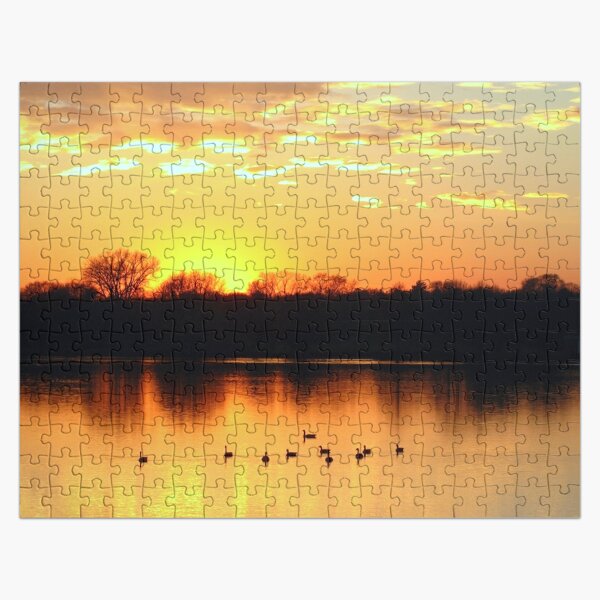 Sunset over Lake Hiawatha with Geese  Jigsaw Puzzle RB0301 product Offical jinjer Merch